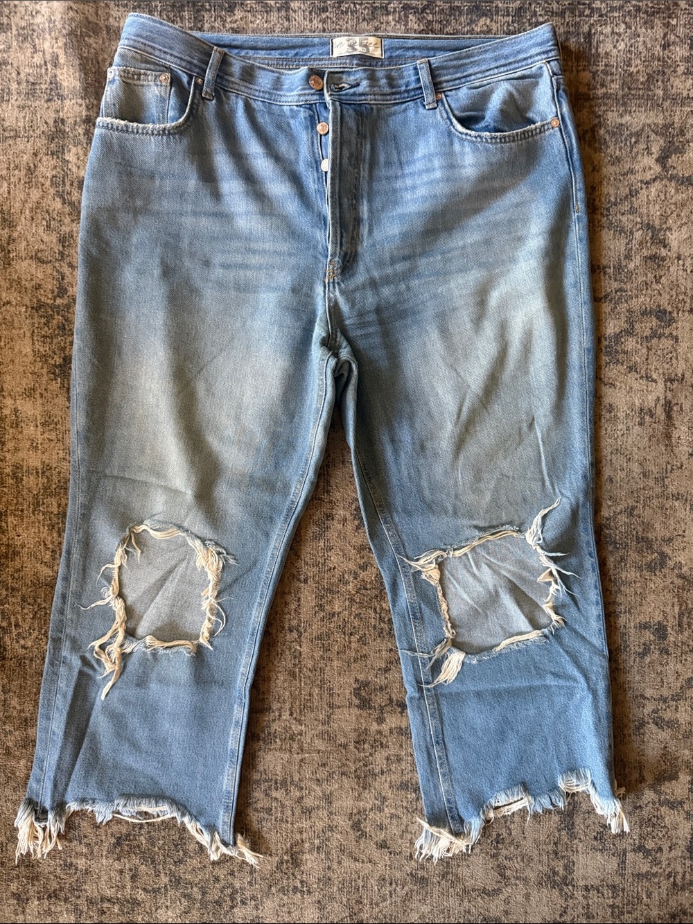 We The Free Light Blue Distressed Ripped Jeans